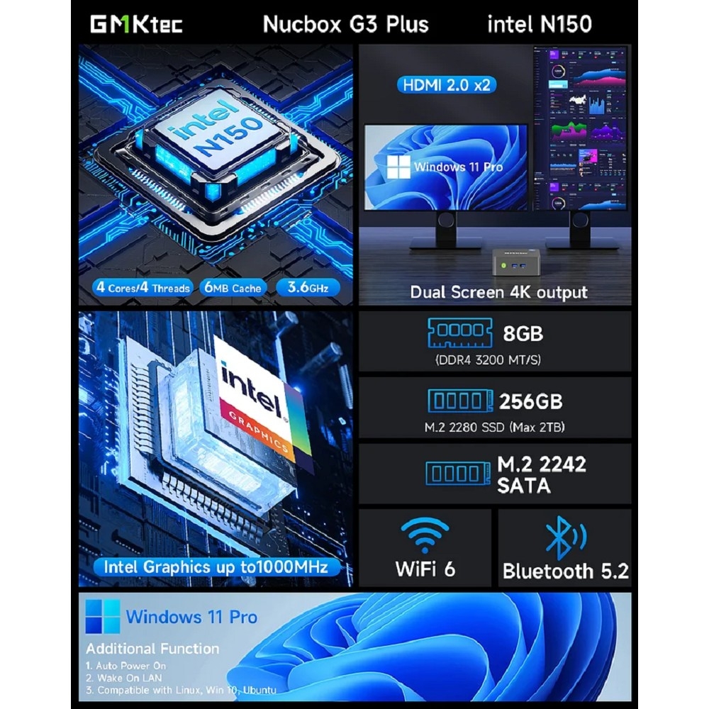 GMK Technology G3S/N95/16+512GB NucBox G3S/N95/16+512GB (Intel N95) 16GB+512GB, Win11 Pro