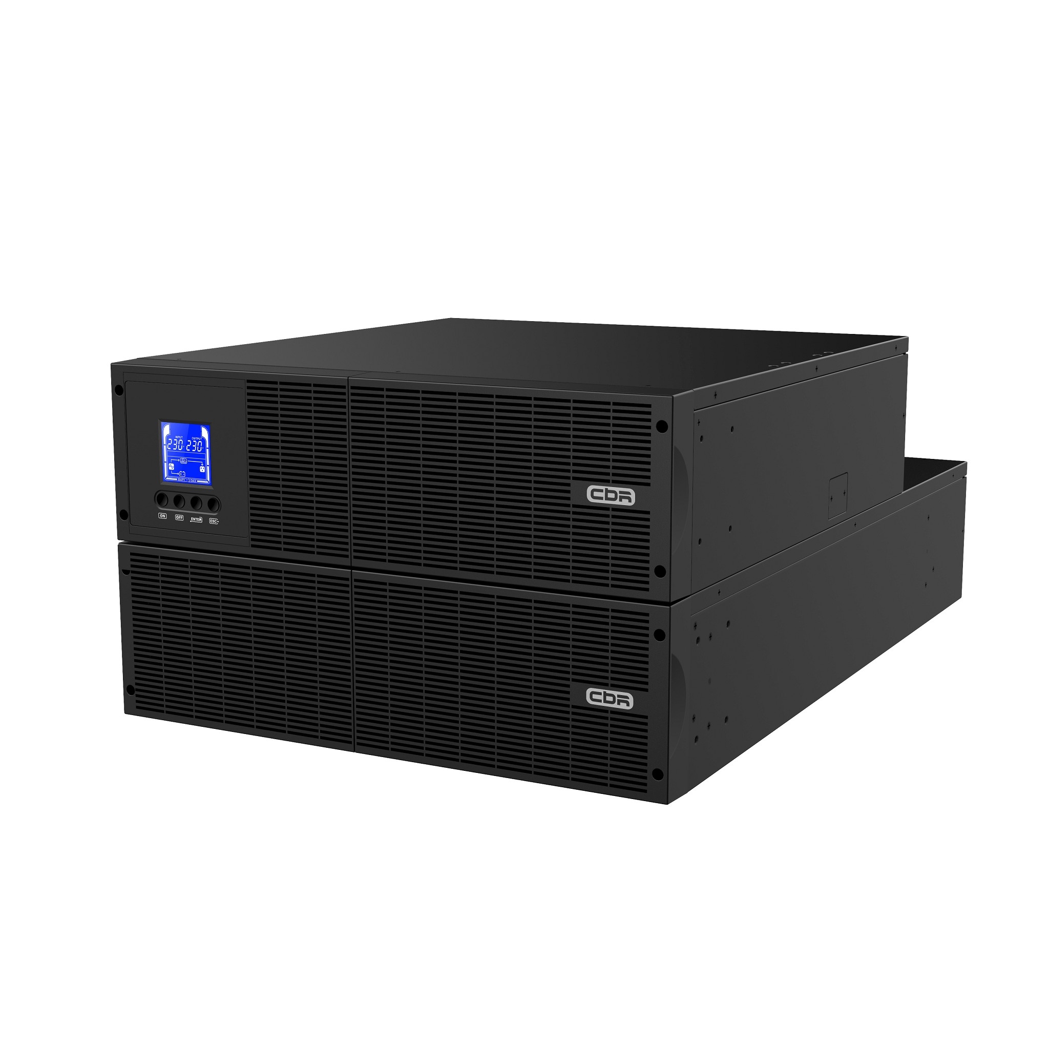 ИБП CBR ESSENCE ESN-6000 RT Online 6000 VA / 6000 W, Rack, 2 x C13, 4 x C19, 1 x TB + SA50, Монитор, HID-USB, RS232, EPO, SNMP slot (ESN-6KRT-6I-LCHERSC)